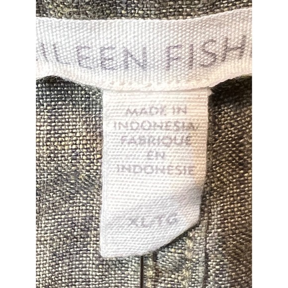 Eileen Fisher XL Green Beige Linen Button Up‎ Shirt Jacket Oversized - Picture 13 of 14